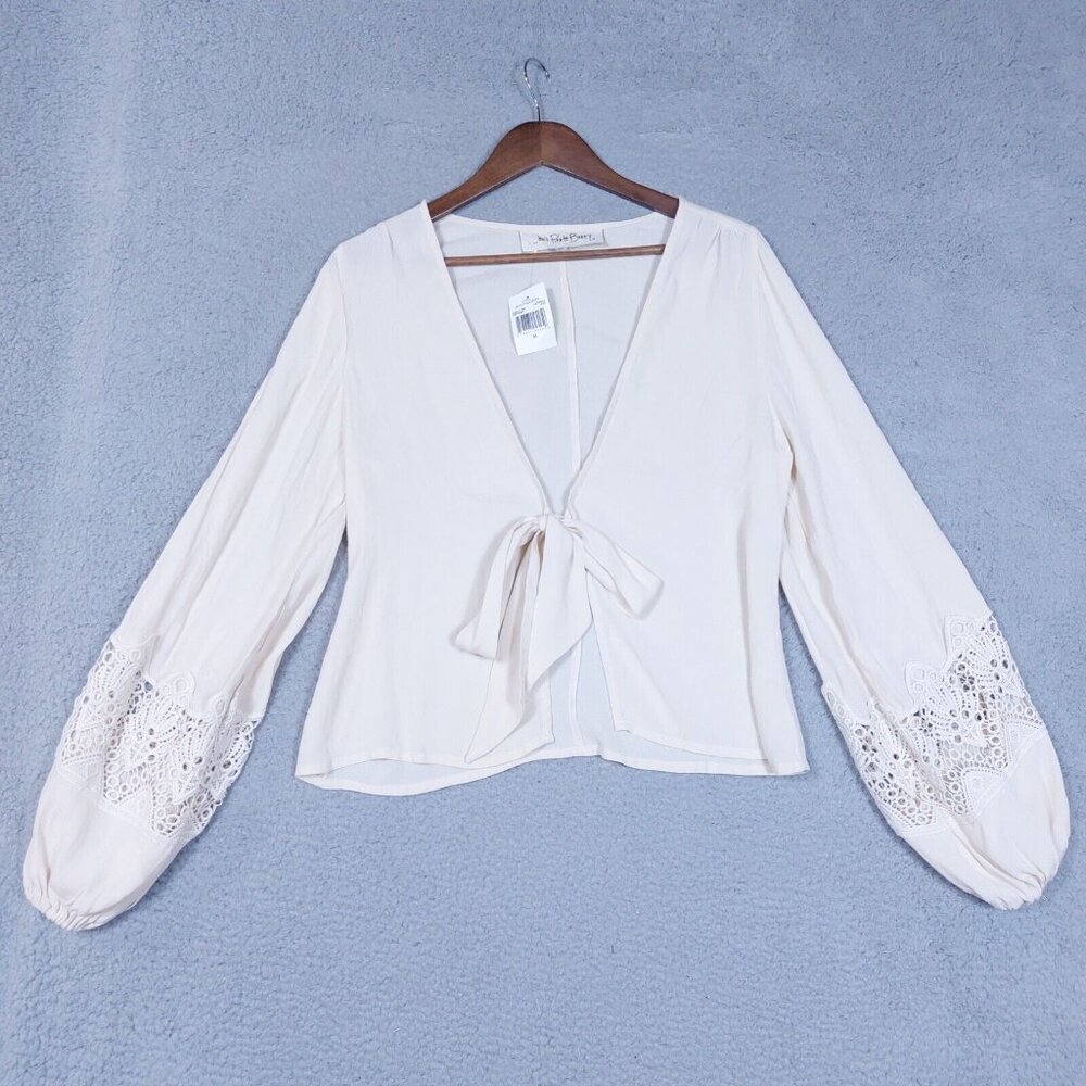 Jen's Pirate Booty Cream Tie Front Blouse